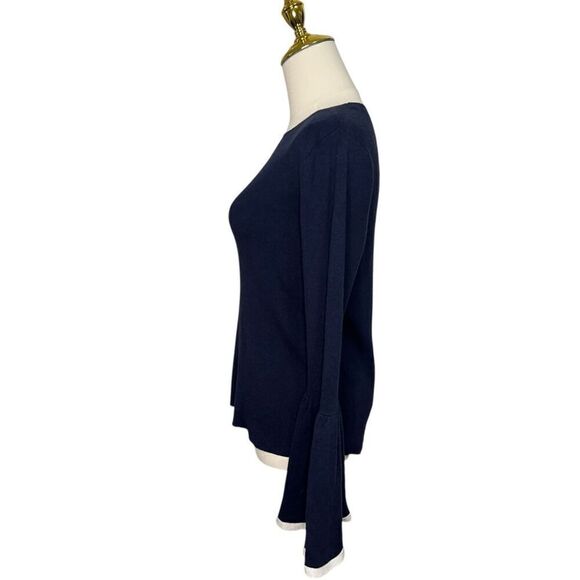 Halogen Women’s XS Sweater Navy Blue Knit Crewneck Bell Sleeves - Picture 3 of 7